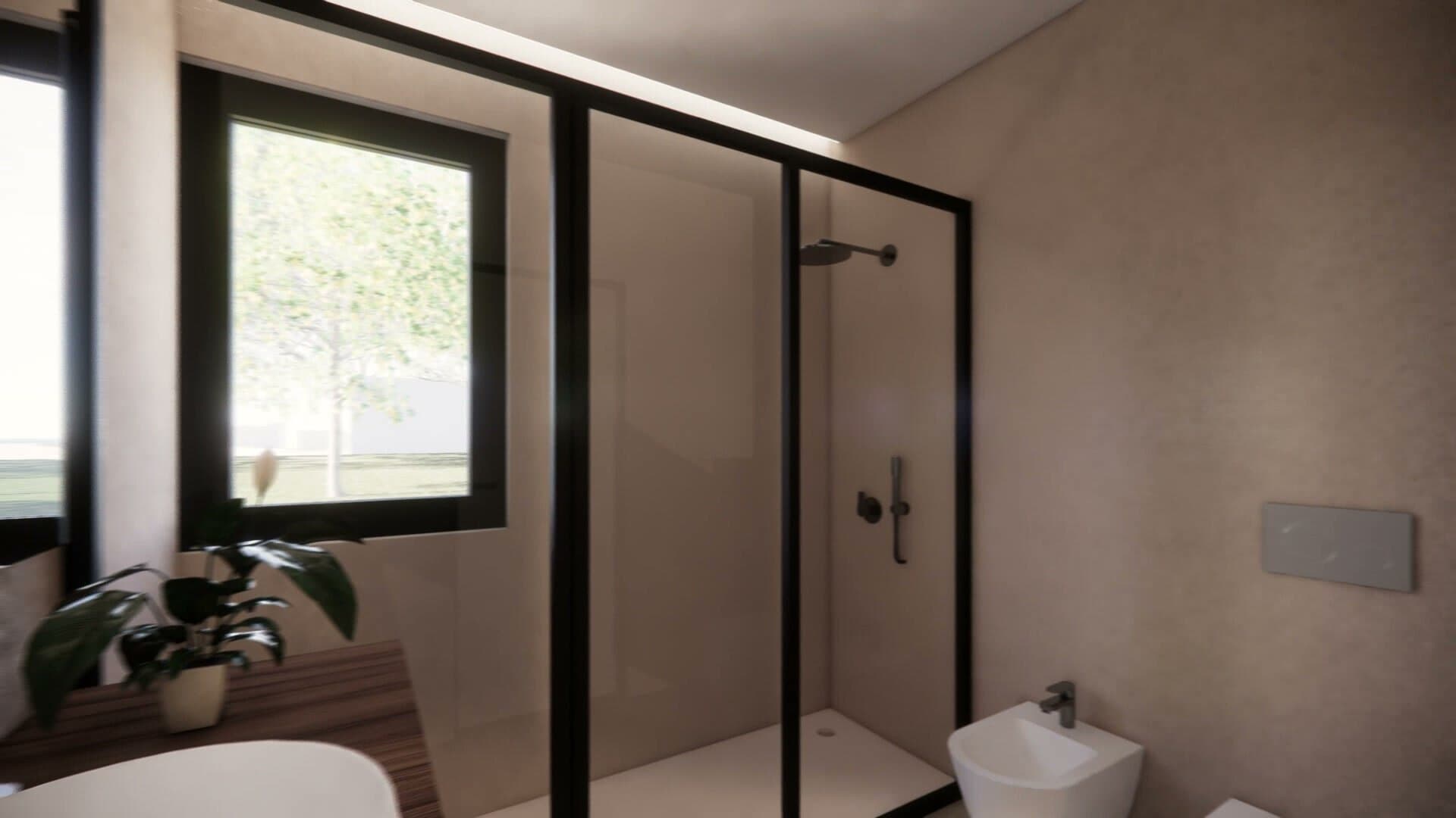 Il bagno di Villa Aura con doccia in vetro
